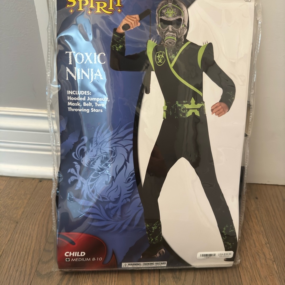 Spirit Ninja Warrior Kids Costume - Black and Neon Green